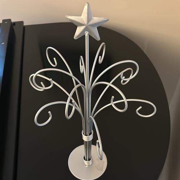 Christmas Ornament Tree Stand Silver Tone Removable Star - Picture 1 of 3